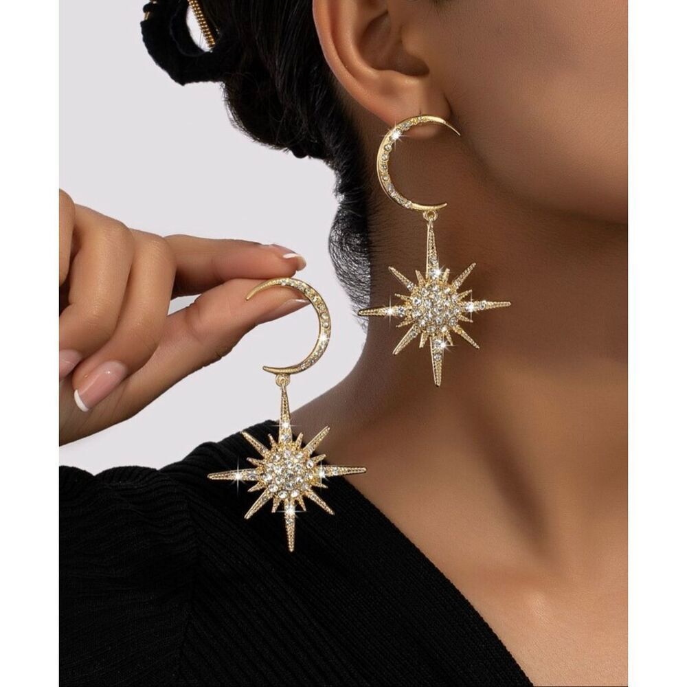 Moon and Stars Pierced Earrings